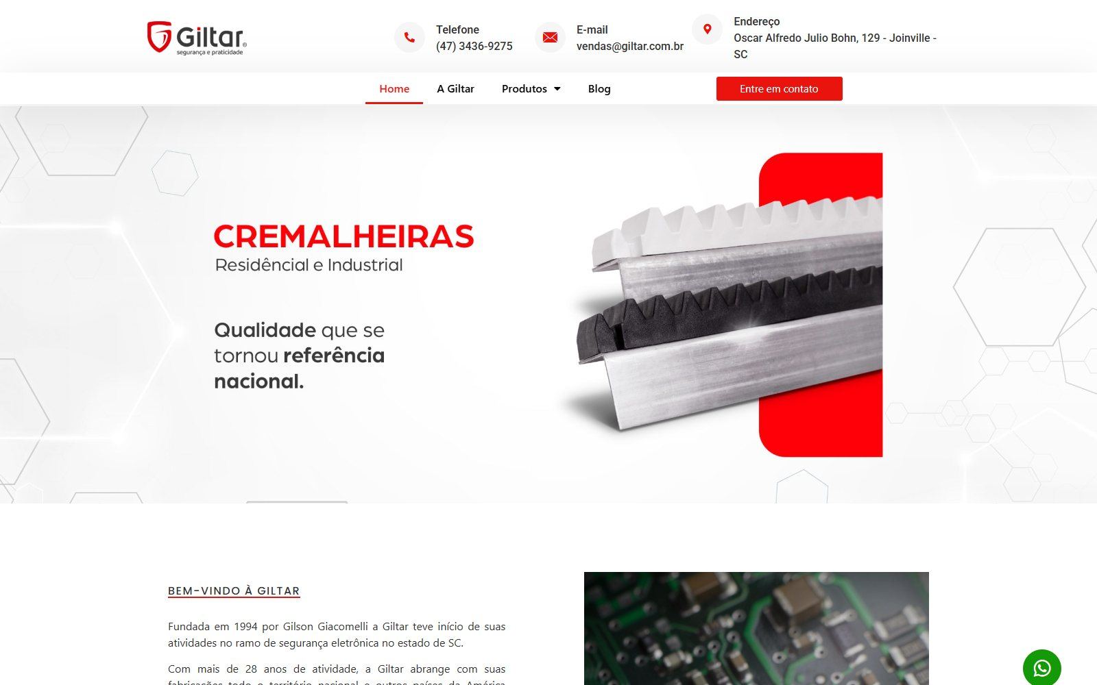 Site criado pela ATZE para Giltar Segurança