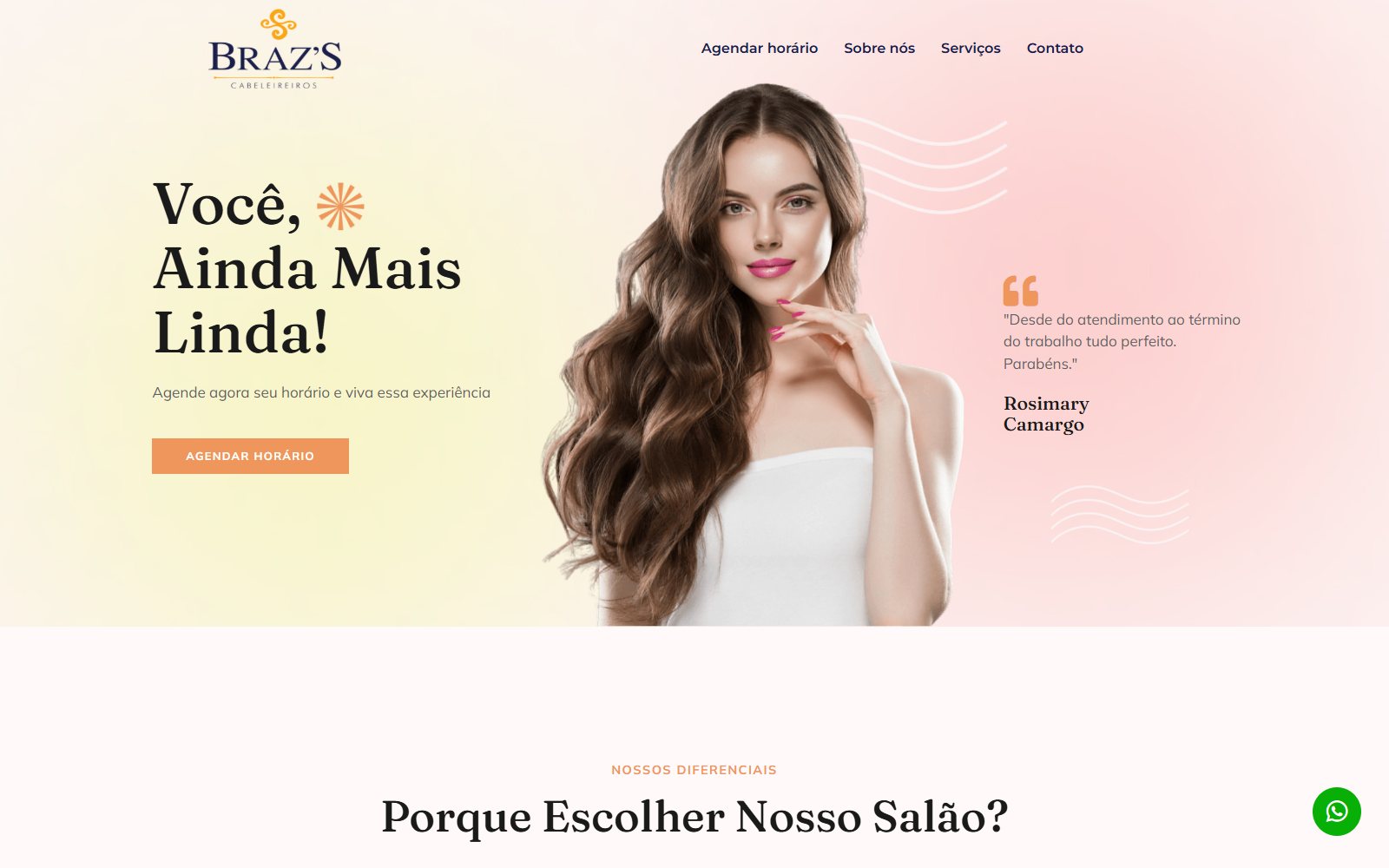 Home page of the website ATZE built for Braz's Cabeleireiros
