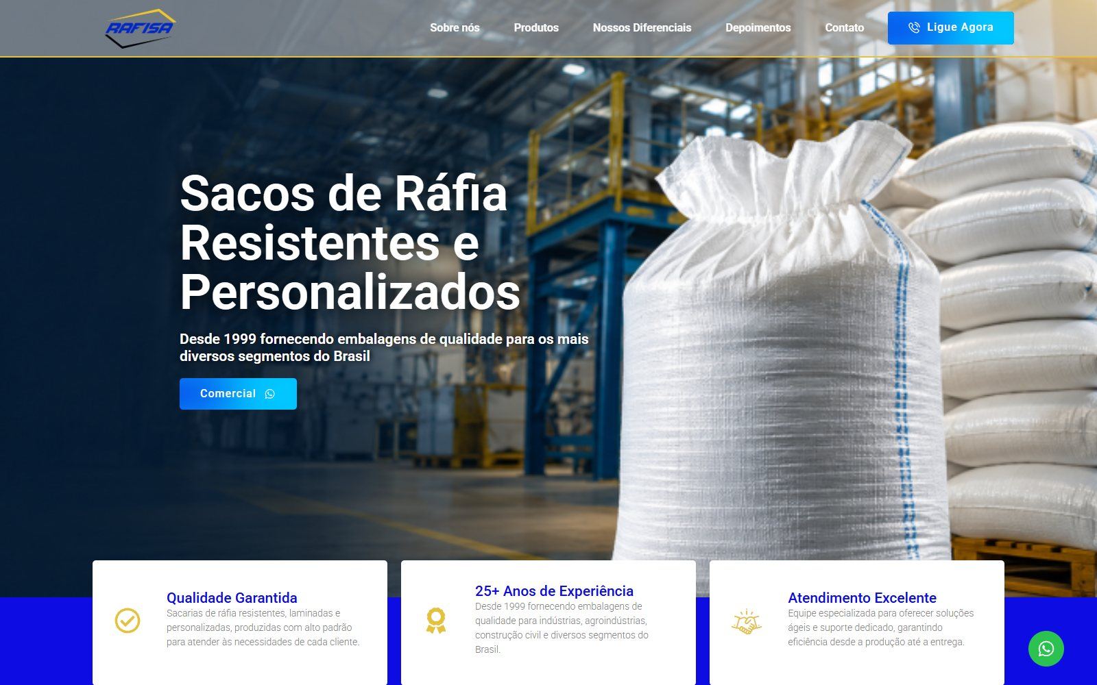 Home page of the website ATZE built for Rafisa