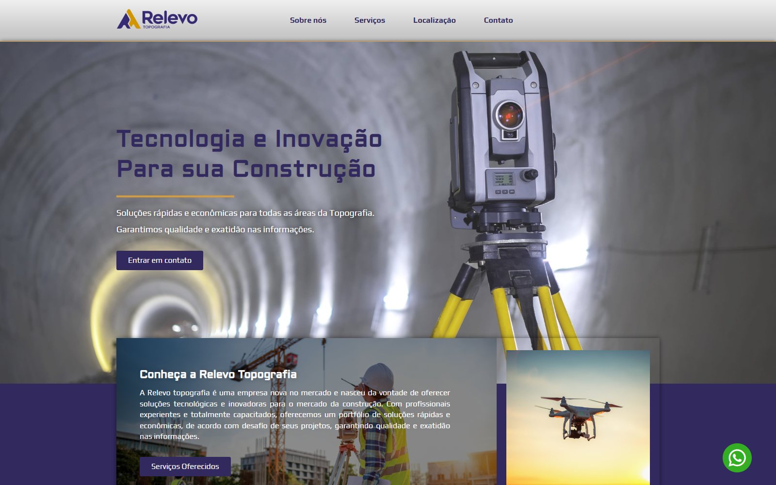 Home page of the website ATZE built for Relevo Topografia